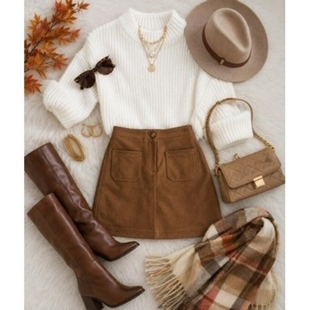 Loft Brown Faux Suede Mini Skirt Patch Pockets Women's Size 0 Petite